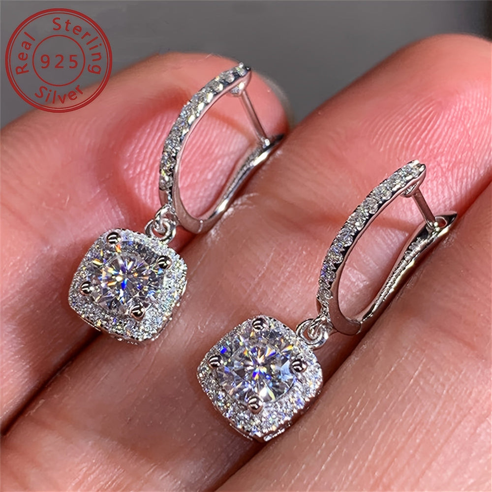 925 Pure Silvery Round Moissanite Earrings