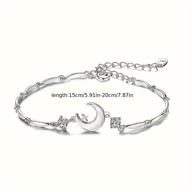 Elegant Star and Moon Zirconia Bracelet