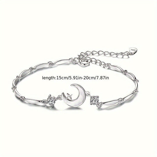 Elegant Star and Moon Zirconia Bracelet