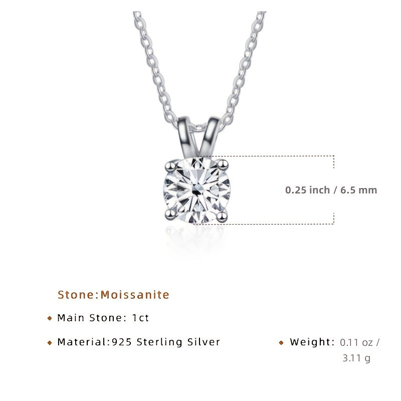 Round Cut Shiny Moissanite Pendant Necklace