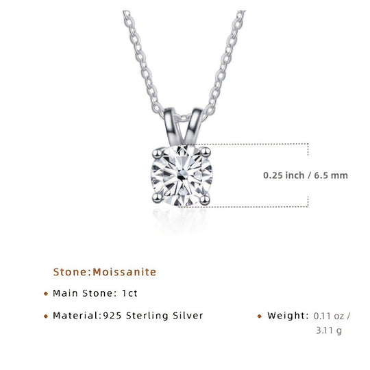 Round Cut Shiny Moissanite Pendant Necklace