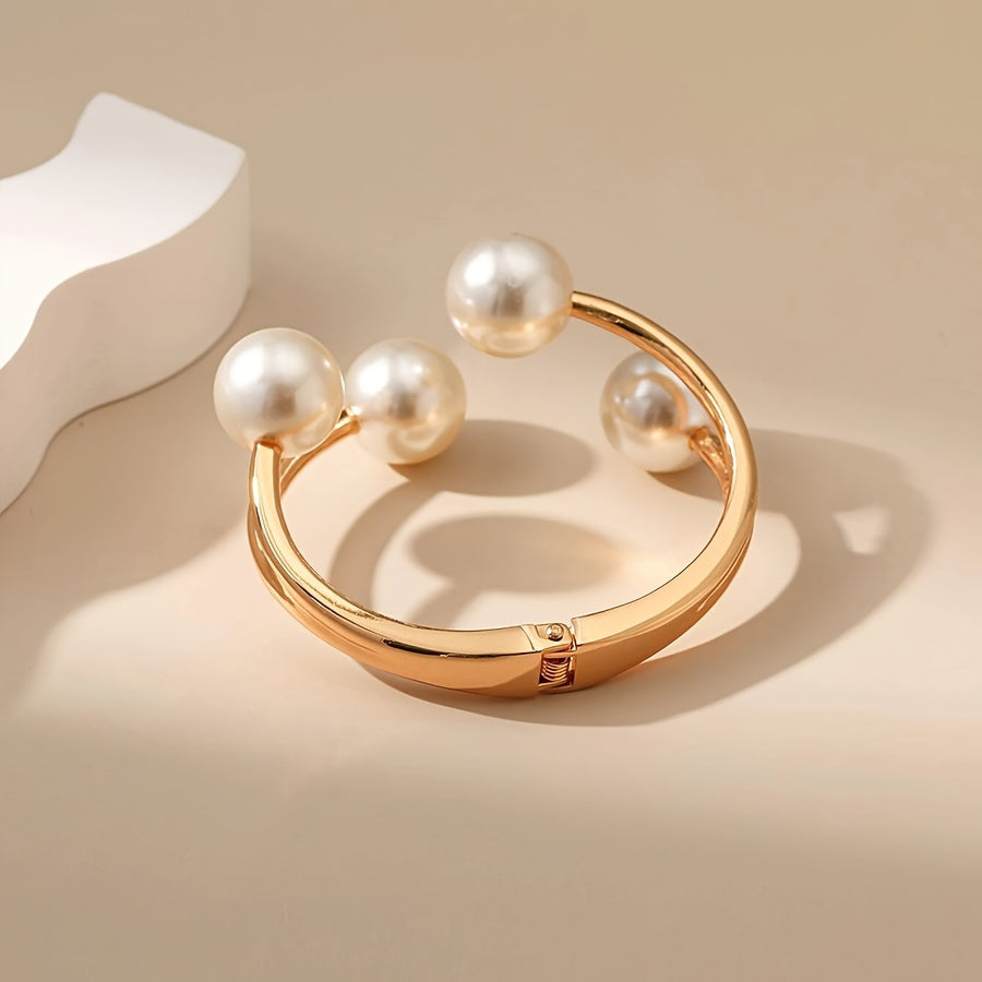 Elegant Golden-Tone Faux Pearl Bracelet