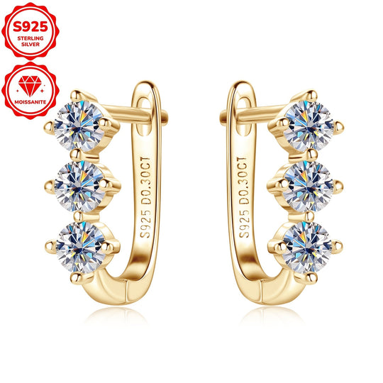 Sterling Silver Moissanite Hoop Earrings