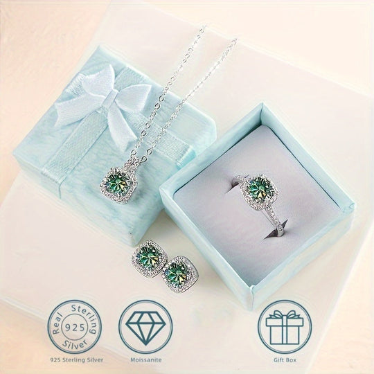 Moissanite Sterling Silver Jewelry Set