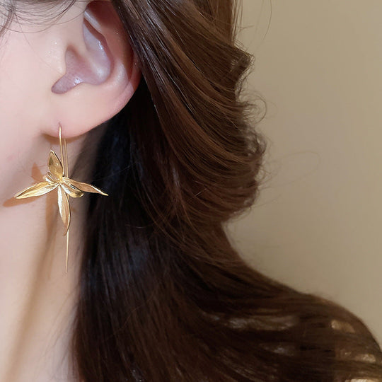 Minimalist Iris Flower Earrings