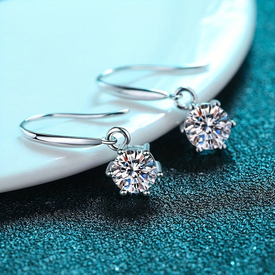 Delicate Round Moissanite Hook Earrings