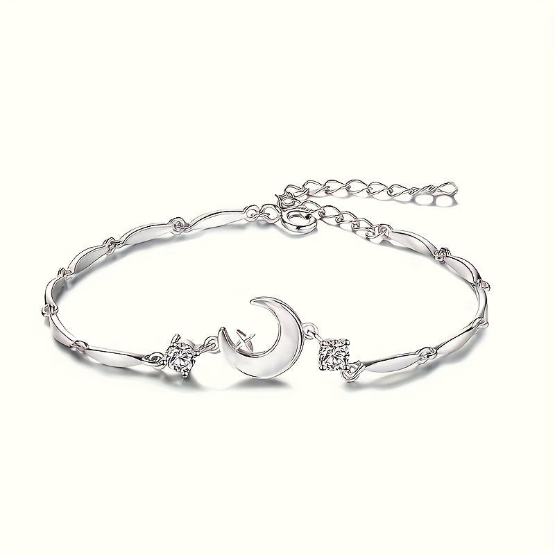 Elegant Star and Moon Zirconia Bracelet