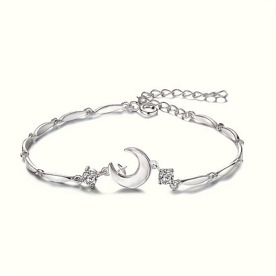 Elegant Star and Moon Zirconia Bracelet
