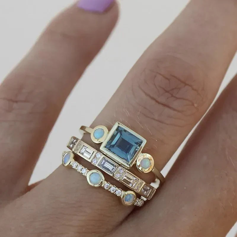 Timeless Azure Ring Set