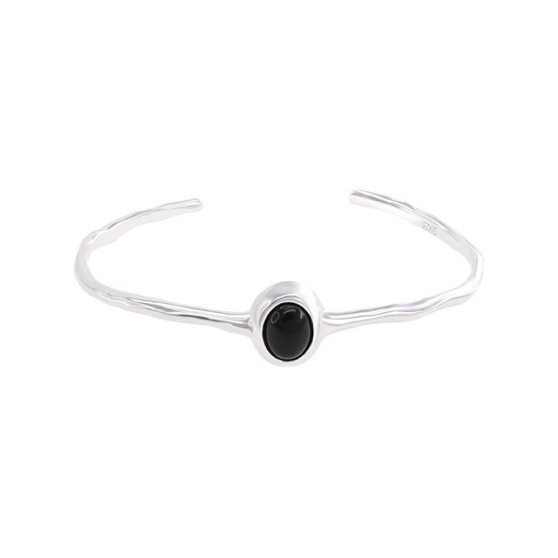 Black Stone Silvered Bracelet