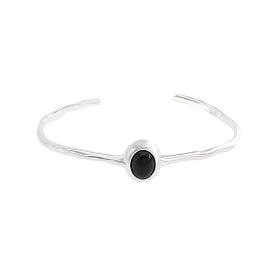 Black Stone Silvered Bracelet