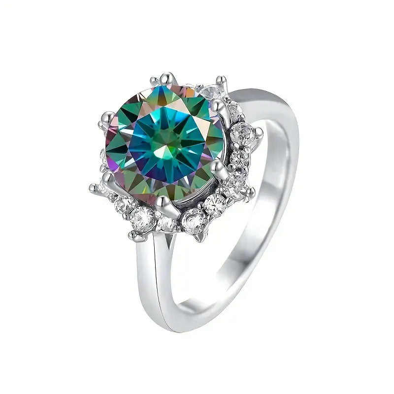 Trendy Round Moissanite Ring
