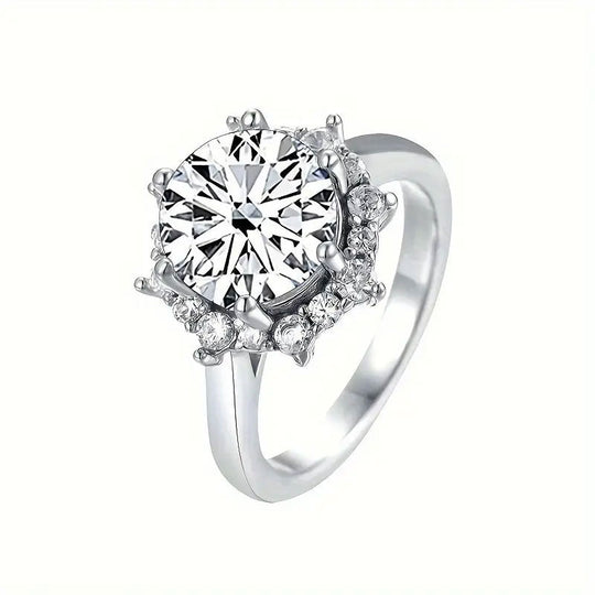 Trendy Round Moissanite Ring